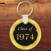 Black and Gold Cheap Class of 1974 Party Favors Schlüsselanhänger (Rückseite)