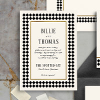 Black and Gold Checkerboard Border Jazz Wedding