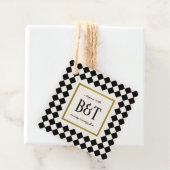 Black and Gold Checkerboard Border Wedding Geschenkanhänger (Beispiel)
