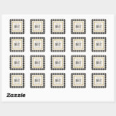 Black and Gold Checkerboard Border Wedding Quadratischer Aufkleber (Blatt)