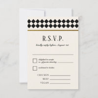 Black and Gold Checkerboard Border Wedding