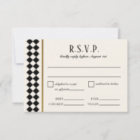 Black and Gold Checkerboard Border Wedding