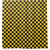 Black and gold checkerboard pattern duschvorhang (Vorderseite)