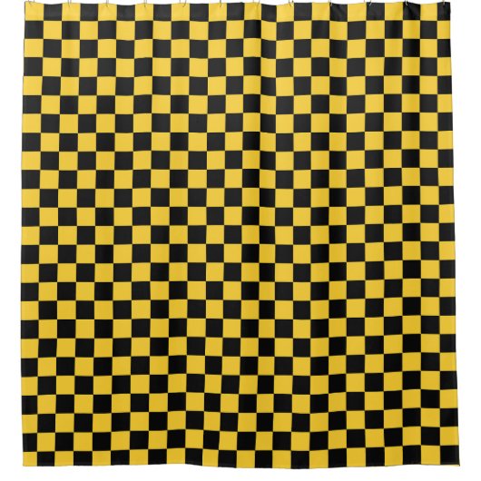 Black and gold checkerboard pattern duschvorhang (Vorderseite)