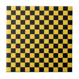 Black and gold checkerboard pattern fliese