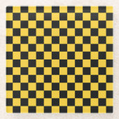 Black and gold checkerboard pattern glasuntersetzer (Vorderseite)
