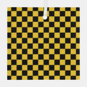 Black and gold checkerboard pattern ornament aus glas (Rückseite)