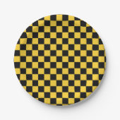 Black and gold checkerboard pattern pappteller (Vorderseite)