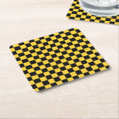 Black and gold checkerboard pattern rechteckiger pappuntersetzer (angewinkelt)