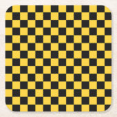 Black and gold checkerboard pattern rechteckiger pappuntersetzer (Vorderseite)