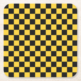 Black and gold checkerboard pattern rechteckiger pappuntersetzer