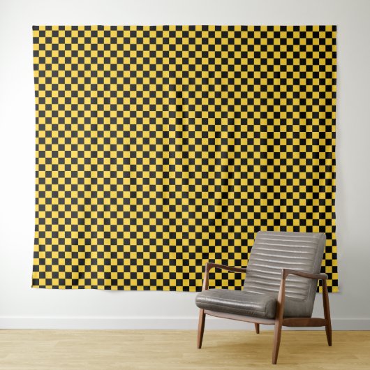 Black and gold checkerboard pattern wandteppich (Beispiel (Horizontal))