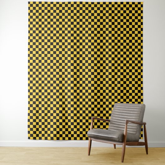 Black and gold checkerboard pattern wandteppich (Beispiel)