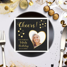 Black and Gold Cheers Custom Foto 50. Geburtstag