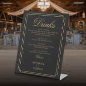 Black and Gold Chic Art Déco Menü für Hochzeitsget Sockelschild