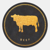 Black and Gold Chic Beef Hochzeitsnahrung Runder Aufkleber (Vorderseite)