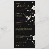 Black and Gold Chinoiserie Hochzeit Dankeschön Kar Menükarte (Vorderseite)