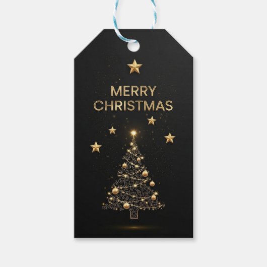 black and gold Christmas gift tag Geschenkanhänger (Vorderseite)