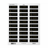 Black and Gold Christmas Tree Address Labels (Vorne)