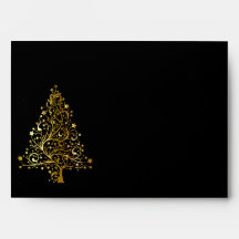 Black and Gold Christmas Tree Envelope