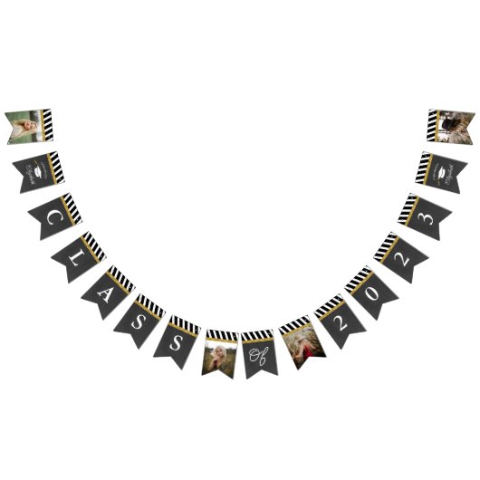 Black and Gold Class 2023 Foto Abschluss Wimpelkette (Alle)