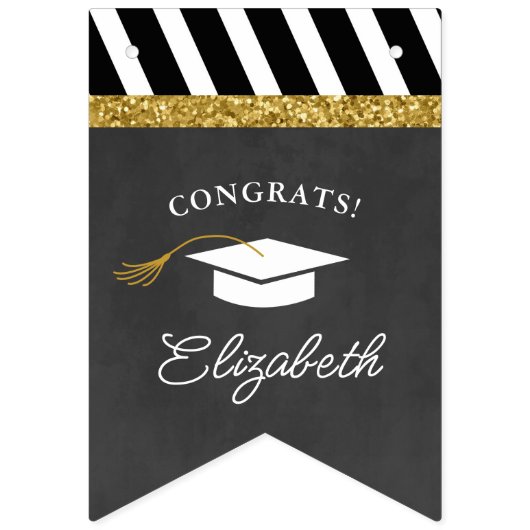 Black and Gold Class 2023 Foto Abschluss Wimpelkette (Zweite Fahne)