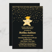 Black and Gold Class 2023 Super Star Abschluss Einladung (Vorne/Hinten)
