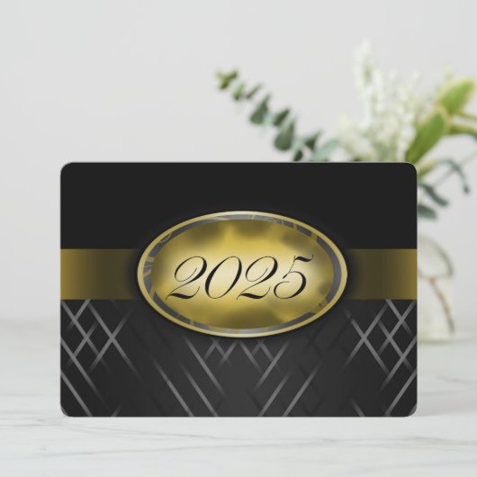 Black and Gold Class 2025 Einladung (Stehend Vorderseite)