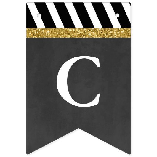 Black and Gold Class of 2023 Foto Abschluss Bunt Wimpelkette (Dritte Fahne)