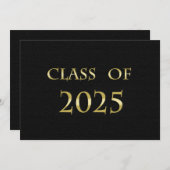 Black and Gold Class of 2025 Card Einladung (Vorne/Hinten)
