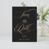 Black and Gold Classic Monogram Wedding Foto Save The Date (Stehend Vorderseite)