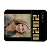 Black and Gold Classy Foto Abschluss -2020 Magnet (Horizontal)