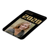 Black and Gold Classy Foto Abschluss -2020 Magnet (Linke Seite)