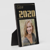 Black and Gold Classy Foto Abschluss Fotoplatte (Seite)