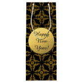 Black and Gold Classy, New Year, Wine Gift Bag Geschenktüte Für Weinflaschen (Rückseite)