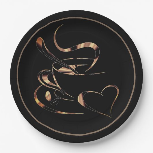 Black and Gold-Coffee-Liebe Pappteller (Vorderseite)