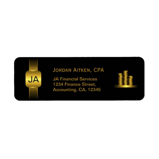 Black and Gold Coins CPA Accountant Classadresse (Vorne)