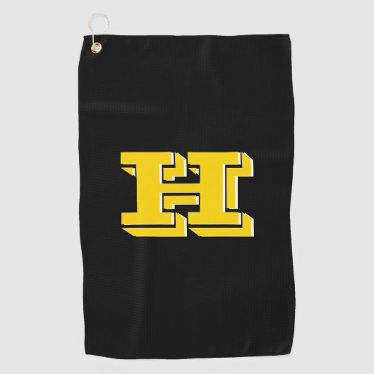 Black and Gold College Varsity Colors Golf Towel Golfhandtuch (Vorderseite)