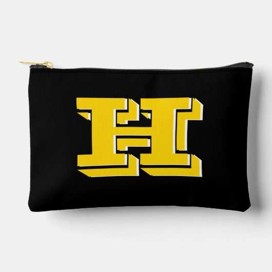 Black and Gold Collegiate Color Style Monogram Zubehörtasche (Vorderseite)
