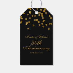 Black and Gold Confetti 50th Anniversary Gift Tags Geschenkanhänger