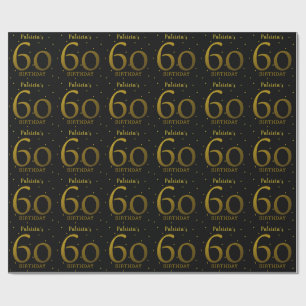Black and Gold Confetti 60. Geburtstag Geschenkpapier