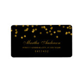 Black and Gold Confetti Address Labels Adressaufkleber (Vorne)