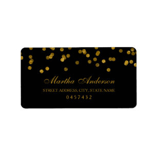 Black and Gold Confetti Address Labels Adressaufkleber