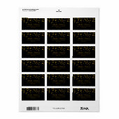 Black and Gold Confetti Address Labels Adressaufkleber (Vorne)