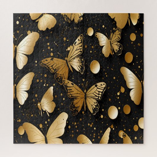 Black and Gold Confetti Butterfly Puzzle (Vertikal)