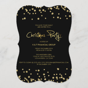 Black and Gold Confetti Company Weihnachtsfest Par Einladung
