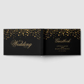 Black and Gold Confetti Dots Gästebuch (Voll)