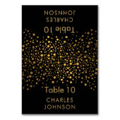 Black and Gold Confetti Dots - Platzkarten Tischnummer (Vorderseite)