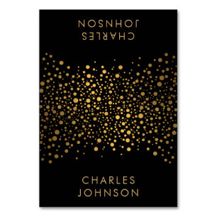 Black and Gold Confetti Dots   PLATZKARTEN Tischnummer