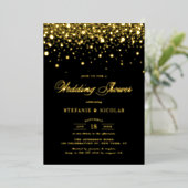 Black and Gold Confetti Dots Polterabend Folieneinladung (Stehend vorne)
